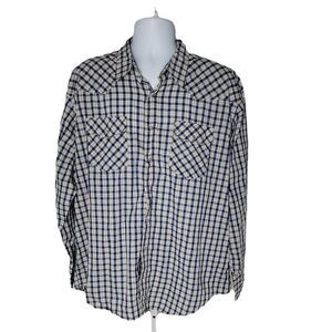 Western Plains Button Up Shirt ~ Sz XL ~ Blue  ~ Long Sleeve ~ Plaid